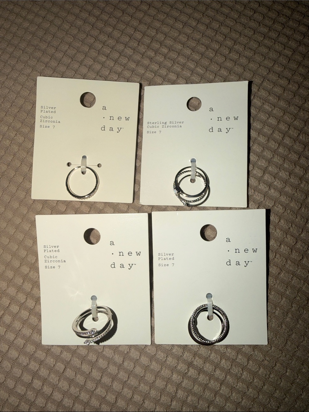 a new day Silver Tone Interlocking Ring Earrings - Set of 4